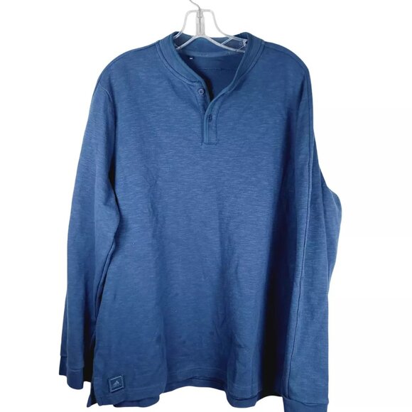 Adidas Other - Adidas Men's Blue Heather Henley-Neck Casual Pullover T-Shirt Size XL